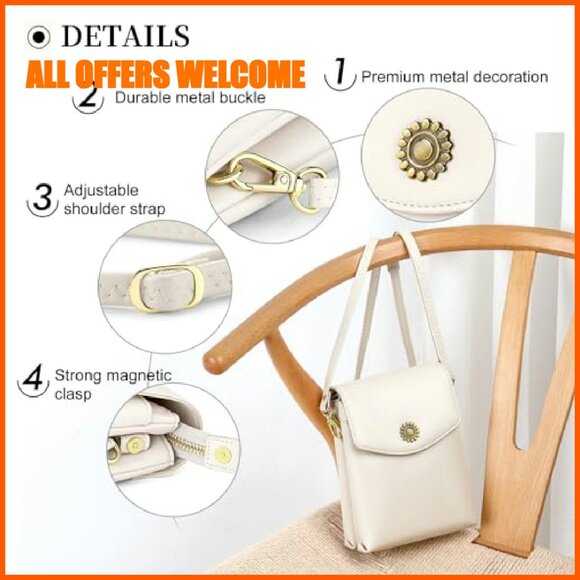 Small Crossbody Phone Bag Vegan Leather Adjustable Strap RFID Wallet Purse - Picture 6 of 8